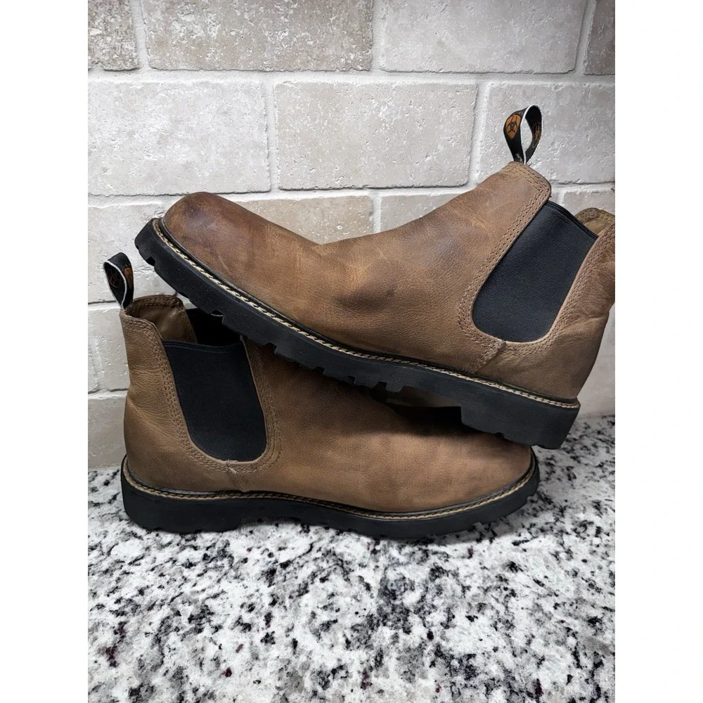 Ariat Men's Spot Hog Chelsea Boots Composite Toe 14D Distressed‎ Brown Leather